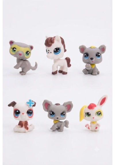 Pet Star Little Sevimli Minişler 6'lı Miniş Oyuncak Seti Hayvan Figürleri ve Aksesuarları 3046A32