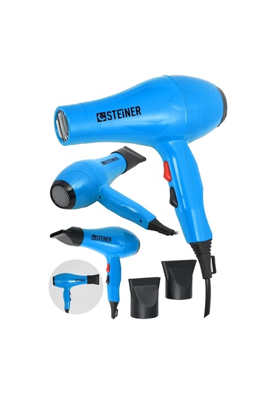 Alman 3600 Watt Profesyonel Saç Kurutma Makinesi Fön Makinesi Ac Motor Ms-9001 Mavi + 2 Adet Başlık