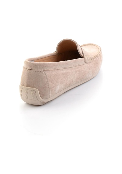Bambi Bej Hakiki Deri Kadın Loafer Ayakkabı K01045035702 Bej