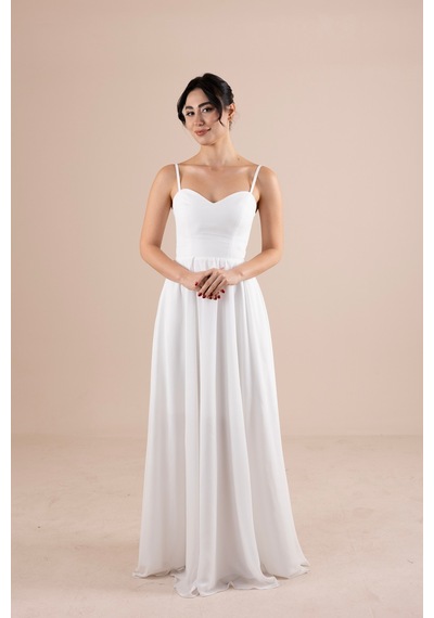 Berissima Bride Kalp Yaka Şifon Askılı Nikah & Dış Çekim Elbisesi Kırık Beyaz Kırık Beyaz Berissima Bride Kalp Yaka Şifon Askılı Nikah & Dış Çekim Elbisesi Kırık Beyaz Kırık Beyaz