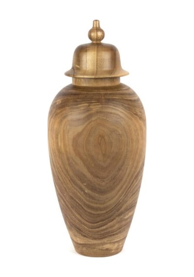 Ahşap Kapaklı Küp 13x65cm Karamel