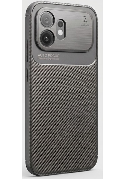 Honor 600 Uyumlu Kılıf Karbon Tasarım Kamera Korumalı Silikon Telefon Kılıfı Kapak Gri