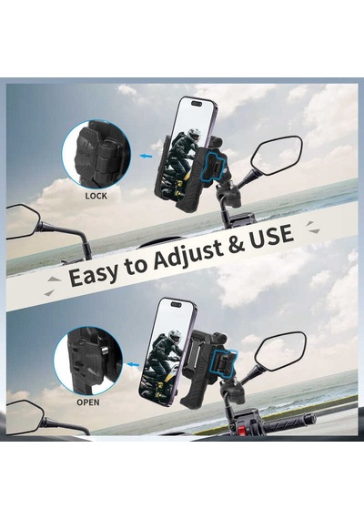 Mechrıg 9-16 Mm Boru Çapı Uyumlu Motosiklet Dikiz Aynası Telefon