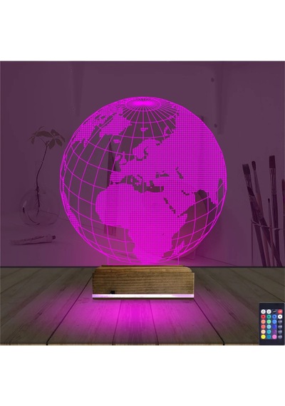 Luvivia Dünya Globe 3d Lamba - Masa Gece Lambası Şeffaf