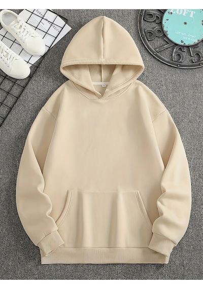 Uyguntarz Unisex Yon Gosteren Pusula Baskılı Oversize Sweatshirt Bej