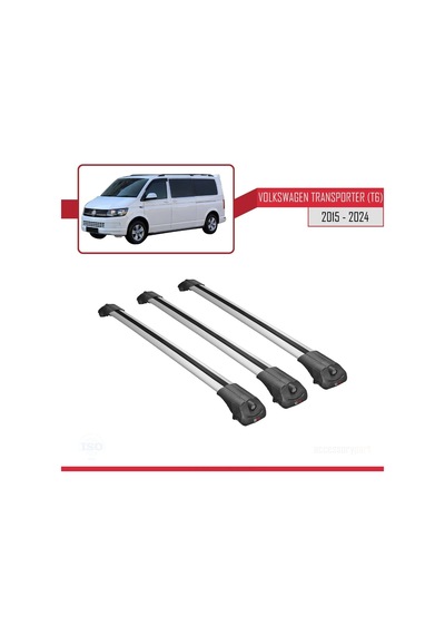 Volkswagen Transporter T6 2015 Ve Sonrası İle Uyumlu Ace-1 Ara Atkı Tavan Barı Gri 3 Adet Bar