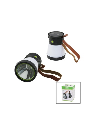 2in 15w+360 Smdel Feneri Solar- Usb Şarj Powerbank 500lm Işık Ayarı Flaşör Suni Deri Kulp Pt-8151 Bx Çok Renkli