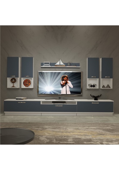 Decoraktiv Trendstyle 8da Mdf Tv Ünitesi Tv Sehpası Beyaz - Antrasit