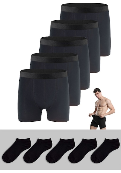 Nacar Store Erkek 5'li Siyah Çorap Ve Boxer Seti