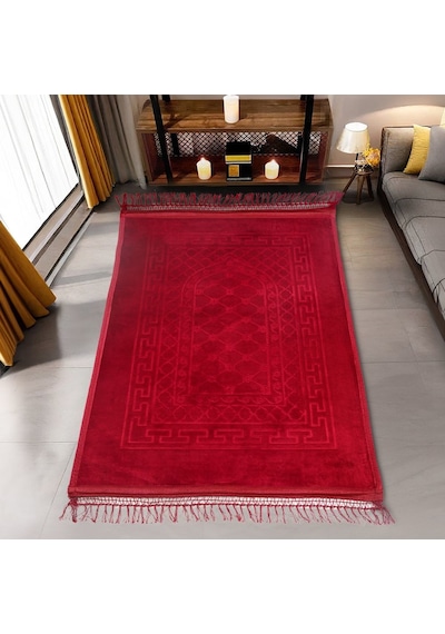 Soft Yumuşak Kadife Peluş Seccade Bordo 80 X 120 Cm - 1100 Gr Çok Renkli