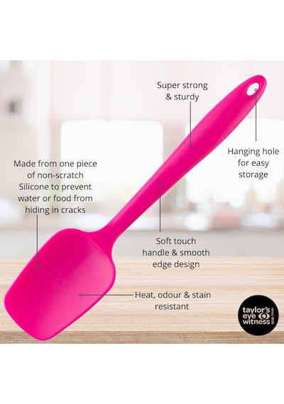 Silikon Kaşık Spatula Seti 6lı Yanmaz Yapışmaz Çizmez Fuşya 27cm