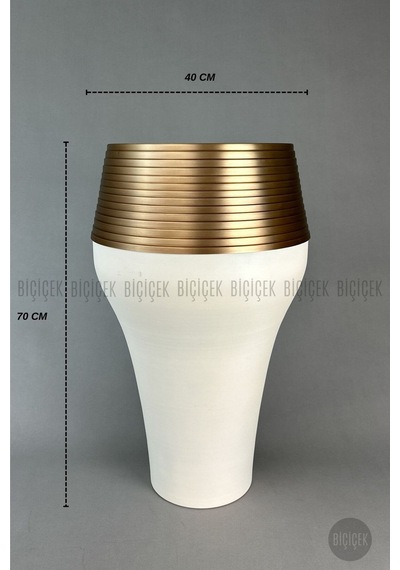 Biçiçek Cleopatra Saksı 70cm Krem Gold