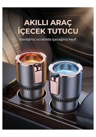 Araç İçi Bardak Isıtıcı-soğutucu Led Derece Göstergeli Akıllı Bardak Tutucu 1 Adet