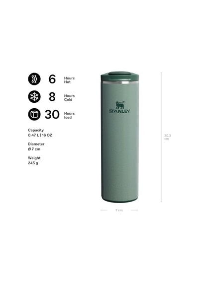 The Transit Fliptop Mug Termos Bardak, 0.47 L, Yeşil Hammertone Green Açık Beyaz