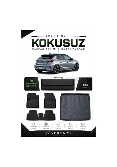 Opel Corsa F 2021 Model Aracınıza Özel 4d Karbonlu Kauçuk Paspas Takımı Ve Bagaj Havuzu