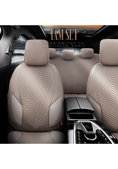 Advanced Design Özel Tasarım Premium Süet-Deri Ekstra Destekli Universal Oto Koltuk Kılıfı Tam Set