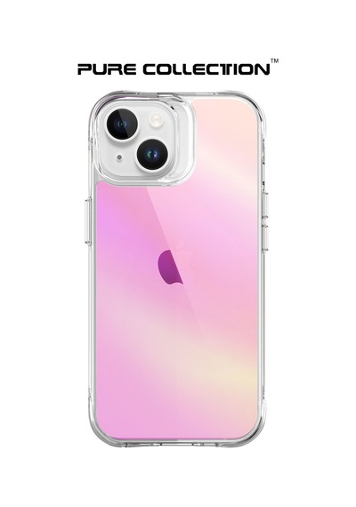 Bix Apple Uyumlu iPhone 15 Pure Rainbow Renk Geçişli Şeffaf Kılıf Çizilmeye Dayanıklı Darbe Emici Pembe
