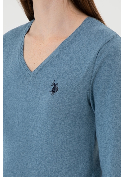 U.S. Polo Assn. Kadın Koyu Mavi V Yaka Basic Kazak 50313590-VR251 U.S. Polo Assn. Kadın Koyu Mavi V Yaka Basic Kazak 50313590-VR251