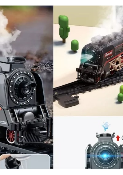 Tren 151 Cm Çantalı Elektrikli Yüksek Hızlı Tren Demiryolu Simülasyon Sesi Buharlı Oyuncak Eğitici