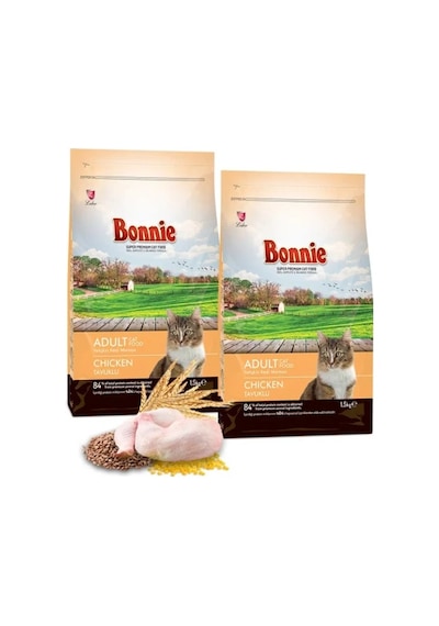 Bonnie Tavuklu Yetişkin Kedi Maması 1,5 Kg X 2 Adet