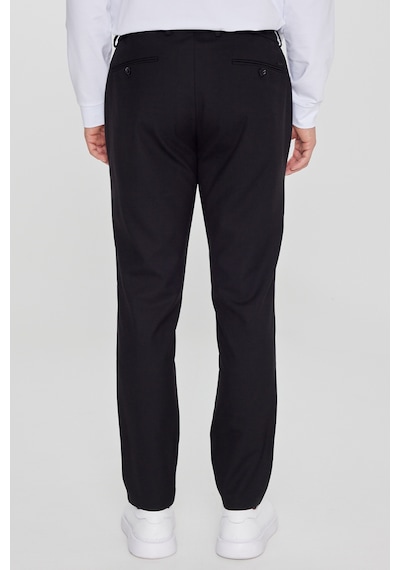 AC&Co / Altınyıldız Classics  Erkek Sıyah Slim Fit Dar Kesim Yünlü Yan Cepli Takım Elbise Pantolonu Siyah