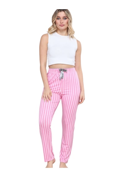 Pijama Altı Modal Ring Viskon Kumaş Çizgili-pembe Çok Renkli