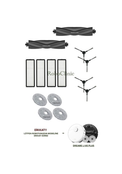 Dreame L10s Plus Robot Süpürge Uyumlu Yedek Ana Fırça,yan Fırça,hepa Filtre,mop Set-14 Parça