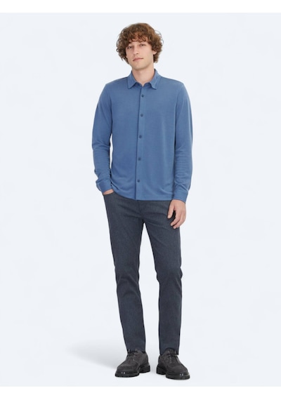 Kip Mavi Düz Regular Fit Casual Gömlek Mavi