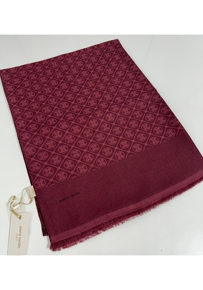 Pierre Cardin Elegans Monogram Şal-75 X 190-090700-942 Koyu Bordo Koyu Bordo