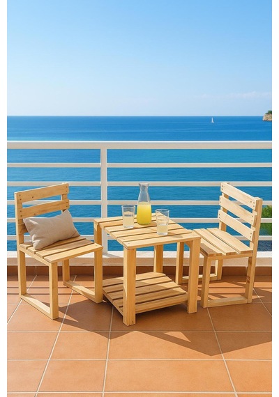 Ahşap Bahçe/balkon Bistro Oturma Takımı Şeffaf Vernik Ahşap Bahçe/balkon Bistro Oturma Takımı Şeffaf Vernik