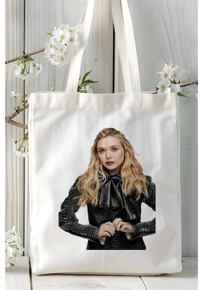 Art Hediye Elizabeth Olsen Baskılı Bez Çanta Kişiye Özel Model 1 Çok Renkli