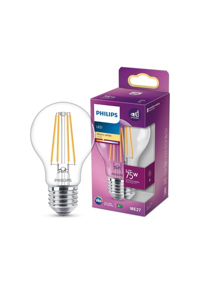 Philips Led Classic 75w A60 Filament Ampul, 2700 Sarı Işık, E27 Normal Duy, Dim Edilmez Diğer