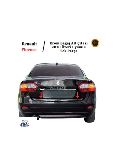 Ebal Otomotiv Renault Fluence Krom Alt Bagaj Çıtası 2010 Üzeri P.Çelik