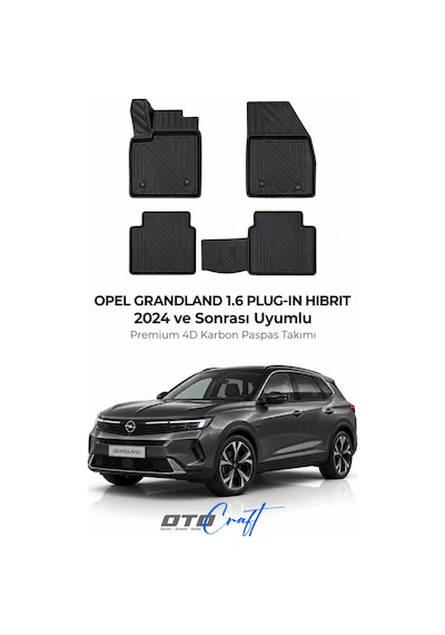 Otocraft Opel Grandland 1.6 Plug In Hibrit 2024+ Araca Özel 4d Karbon Oto Paspas Havuzlu Tam Set