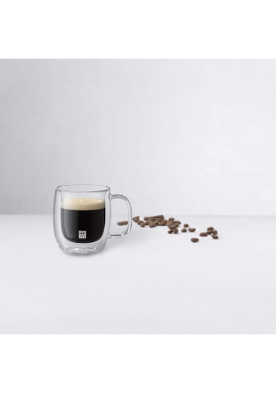Sorrento Çift Camlı Kulplu 2'li Espresso Bardak Seti, 80 Ml Şeffaf Cam