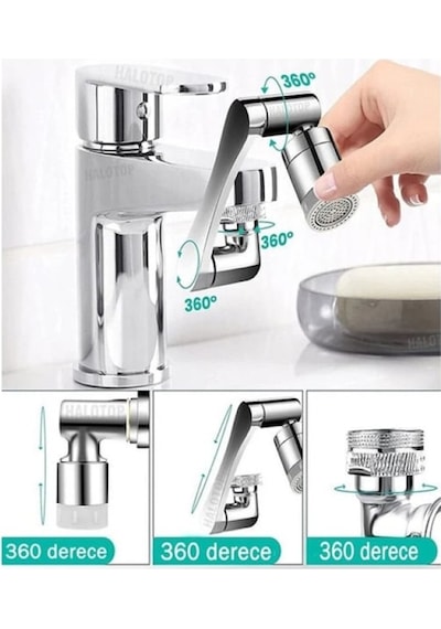 Bnl Ticaret 1080 Dönebilen Akrobat Musluk Başlığı - Robotik Kol Mutfak Ve Banyo Lavabo Ucu, Su Tasarruflu Çift Modlu Beyaz