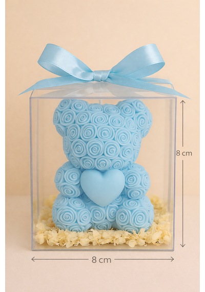20'li Ayıcık Şeklinde Kokulu Mum Söz Nişan Baby Shower Hediyeliği Mavi