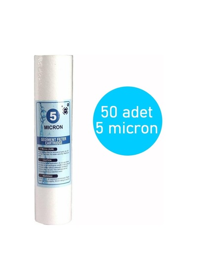 50 Adet Açık Kasa Su Arıtma Filtre 5 Mikron Sediment Spun Filtre