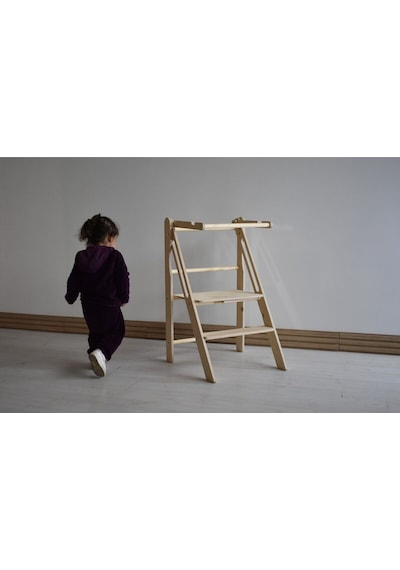 Çocuklar İçin Montessori Ahşap Öğrenme Kulesi Ahşap