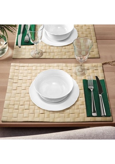 Ikea Mävınn Amerikan Servis, Palmiye Yaprağı, 44x34 Cm, El Yapımı Çok Renkli