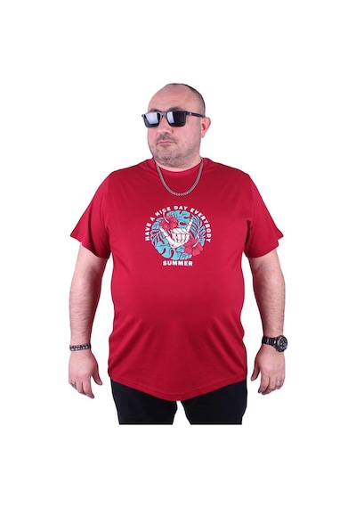 Starbattal Büyük Beden Erkek Sıfır Yaka Tişört Summer 23119 Bordo-Bordo Çok Renkli