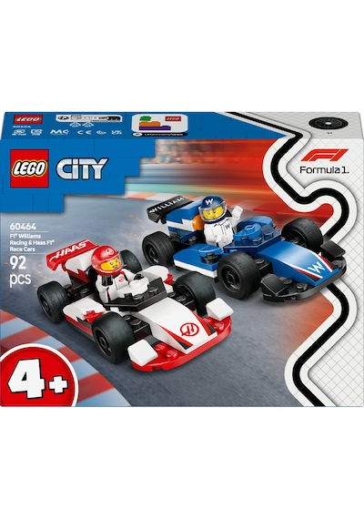 LEGO® City F1® Williams Racing ve Haas F1® Yarış Arabaları 60464 - 4 Yaş ve Üzeri Çocuklar için Yaratıcı Oyuncak Yapım Seti (92 Parça)