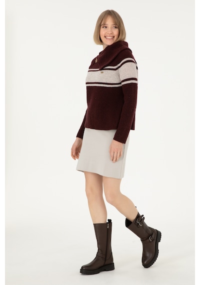 U.S. Polo Assn. Kadın Bordo V Yaka Kazak 50293133-VR014