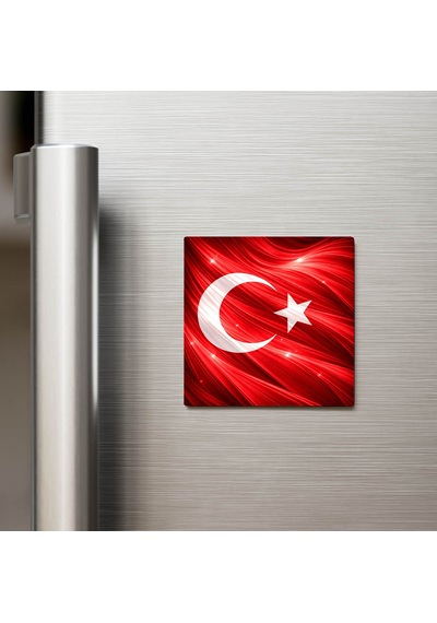 Türkiye Turkey Abstract Ülke Bayraklı Buzdolap Magneti - 9x9 Cm