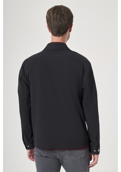 İmza Siyah Berberi Yaka Gabardin Düz Slim Fit Casual Mont 1007260151