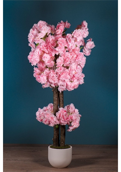 Yapay Çiçekçiniz Beyaz Saksıda 100 Cm Bahar Dalı Ağacı pembe