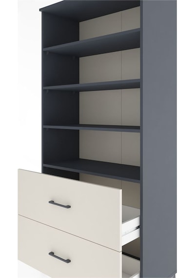 Hyperion Dolap 4 Raflı 2 Çekmeceli 88x44x195 Antrasit-aytaşı Antrasit