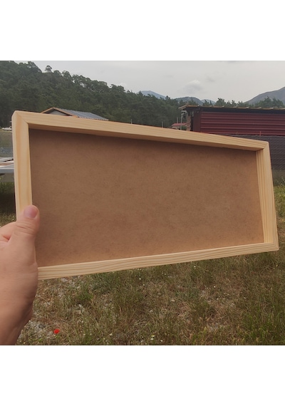 40x20cm Beyaz Ahşap Çerçeveli Pano Camsız - Arkalık Sabit