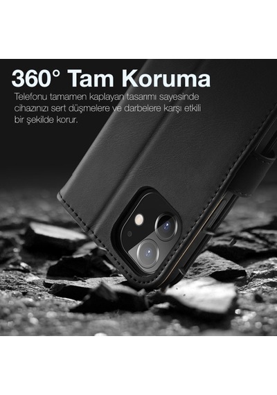 Dux Ducis Apple Uyumlu iPhone 12- 12 Pro Kilif Miknatisli Cüzdanli Deri Kilif 209817694 - Renk / Kirmizi