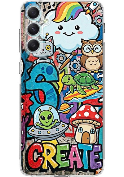Samsung Galaxy A34 İle Uyumlu Grafiti Create Art Tasarımlı Şeffaf Silikon Kılıf Şeffaf